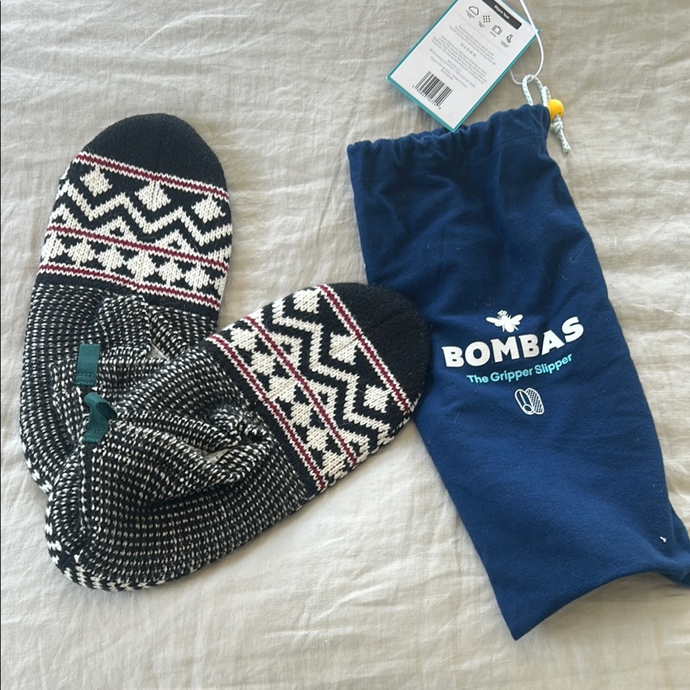 Bombas Men’s Black & White Gripper Slipper Socks
